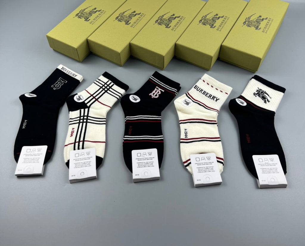 Burberry Cotton Crew Socks - 5-Pair Pack