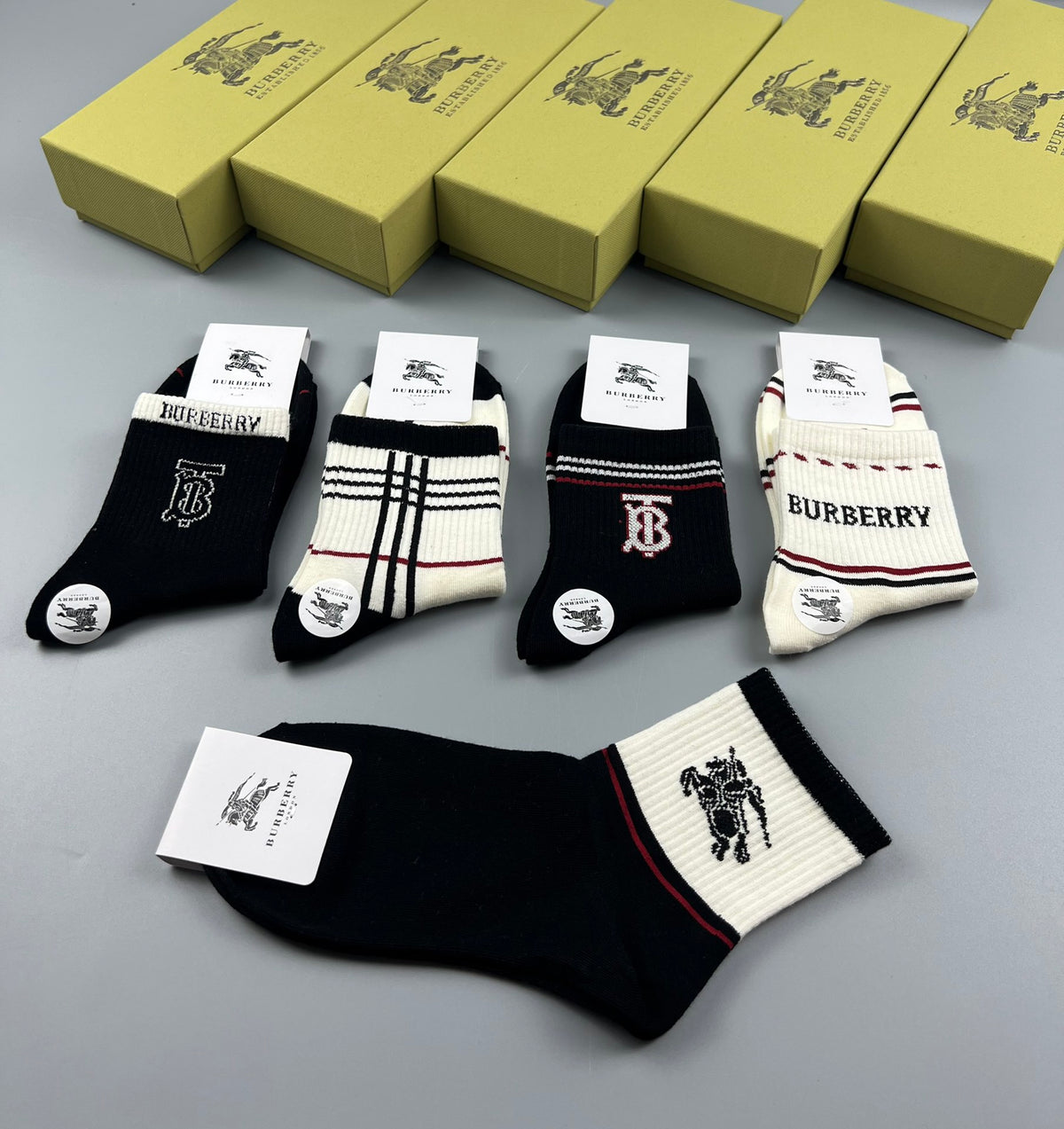 Burberry Cotton Crew Socks - 5-Pair Pack