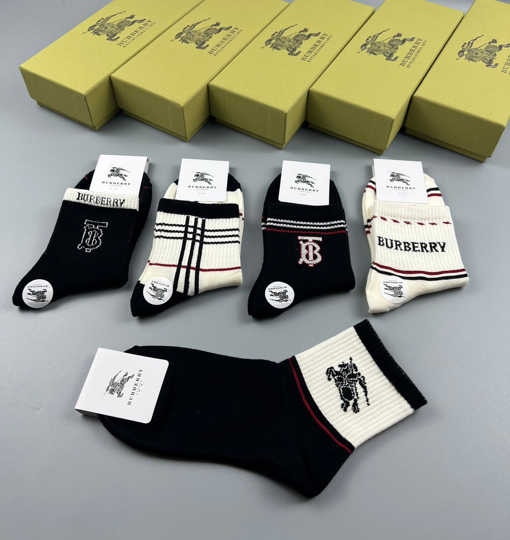 Burberry Cotton Crew Socks - 5-Pair Pack