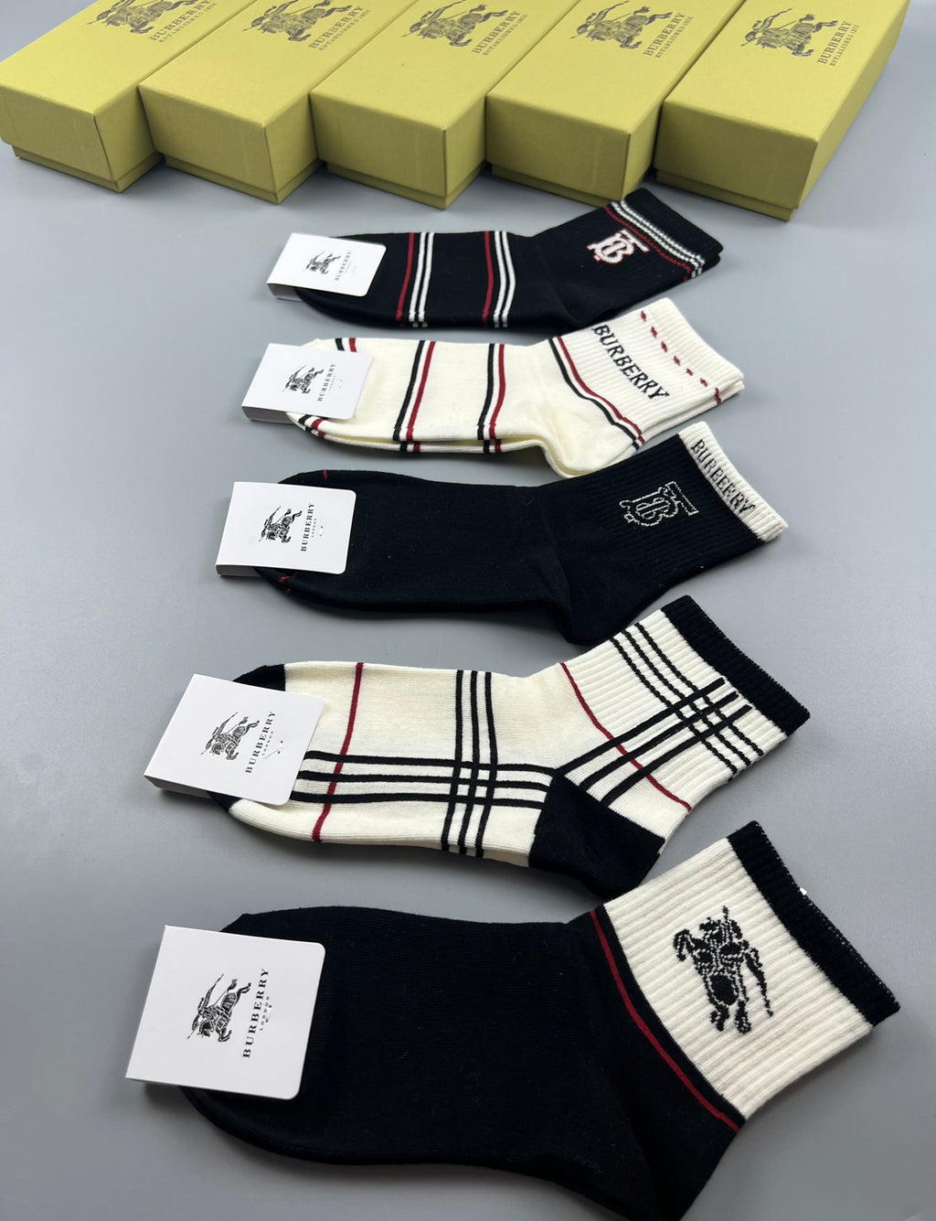 Burberry Cotton Crew Socks - 5-Pair Pack