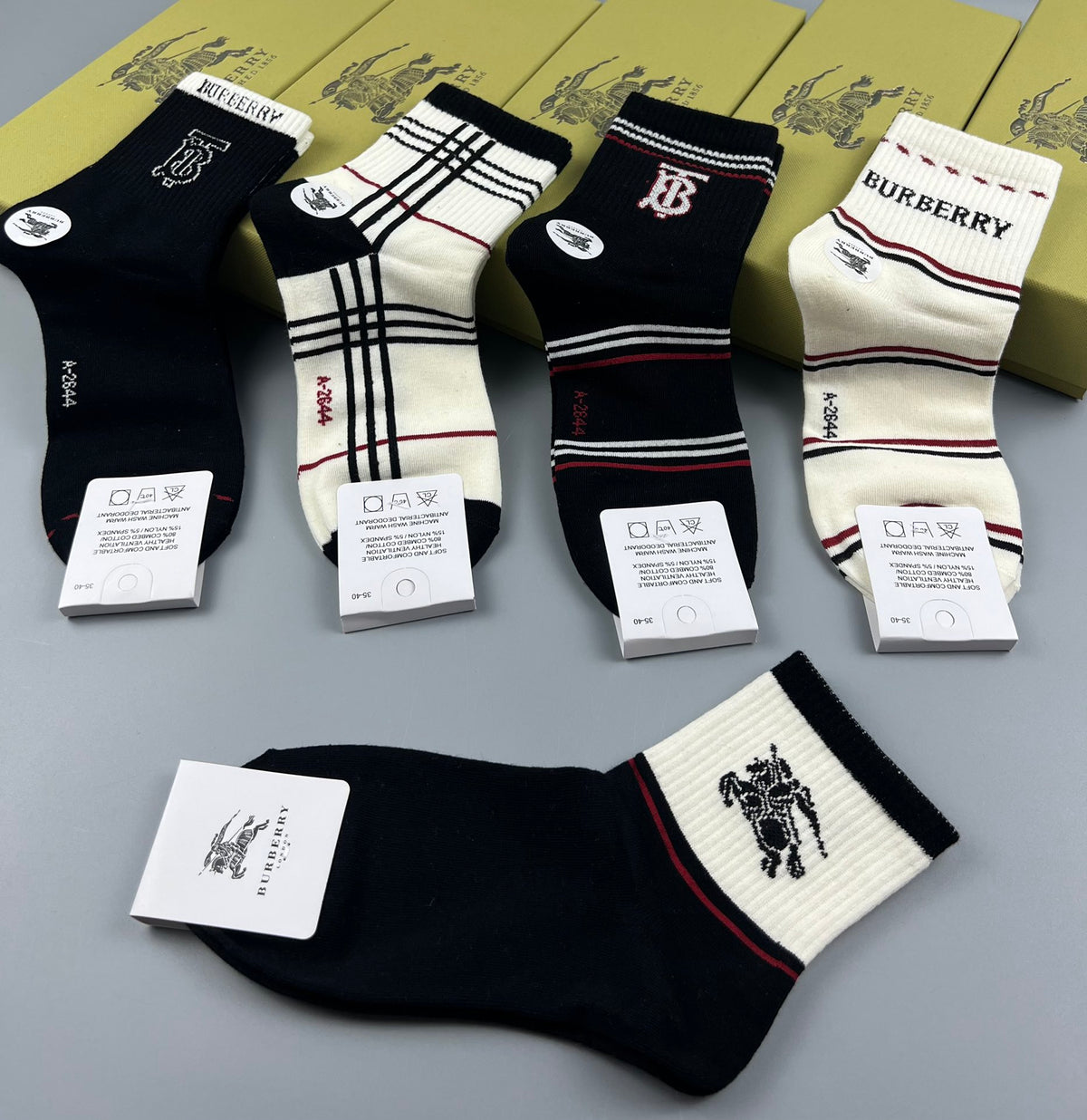 Burberry Cotton Crew Socks - 5-Pair Pack