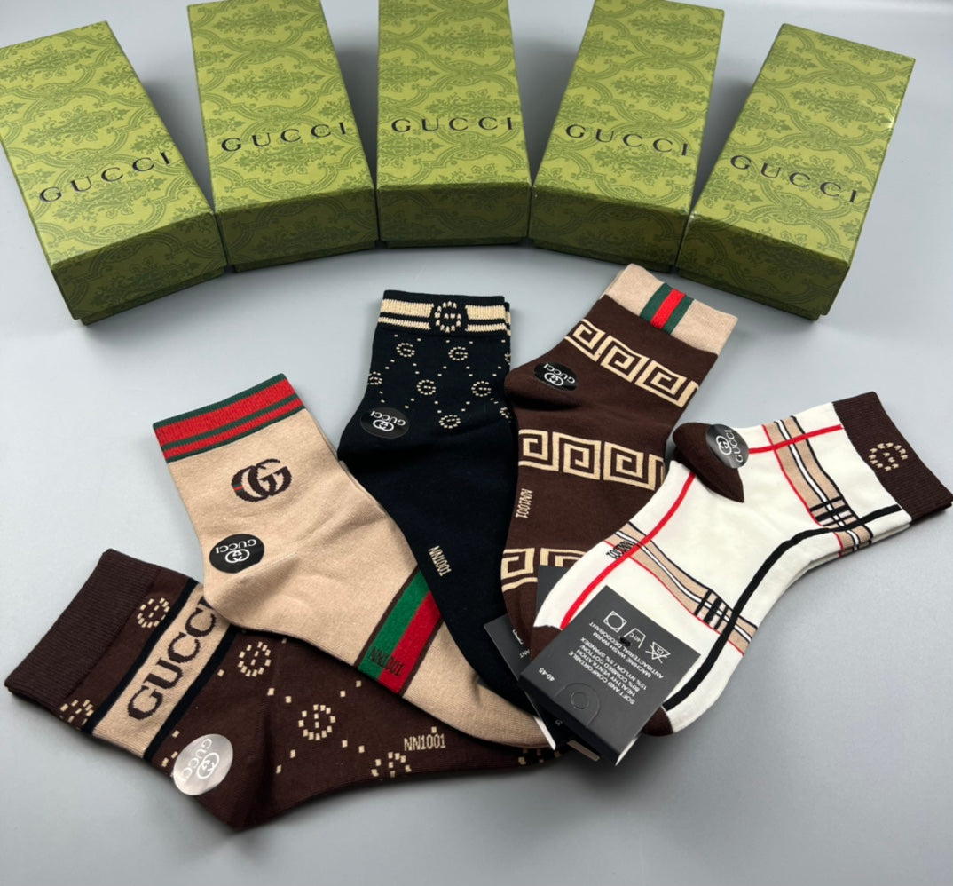 Gucci Cotton Crew Socks - 5-Pair Pack