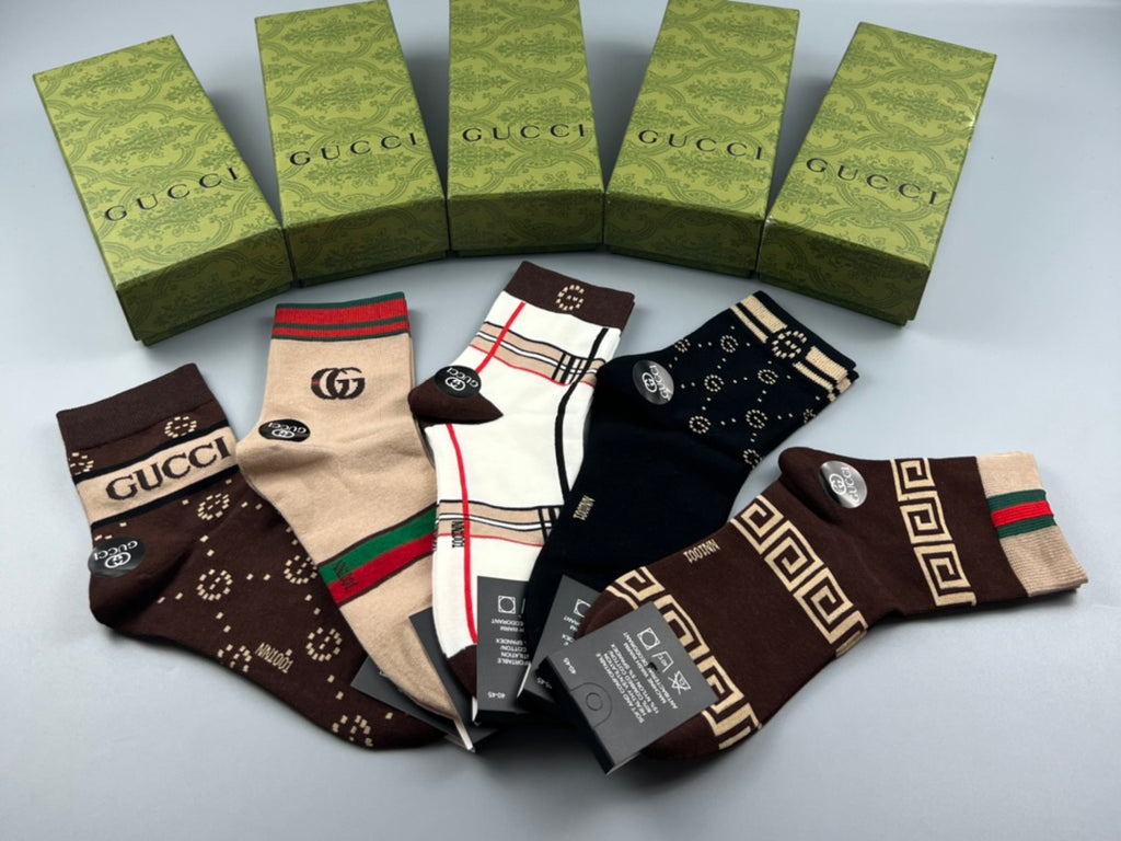 Gucci Cotton Crew Socks - 5-Pair Pack