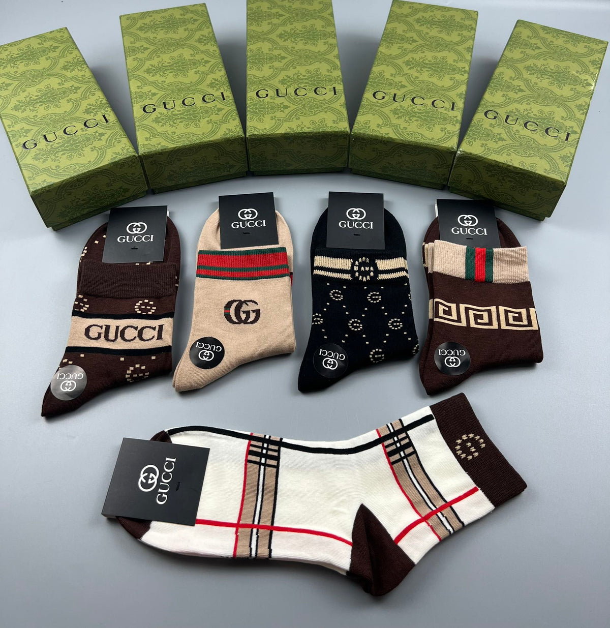 Gucci Cotton Crew Socks - 5-Pair Pack