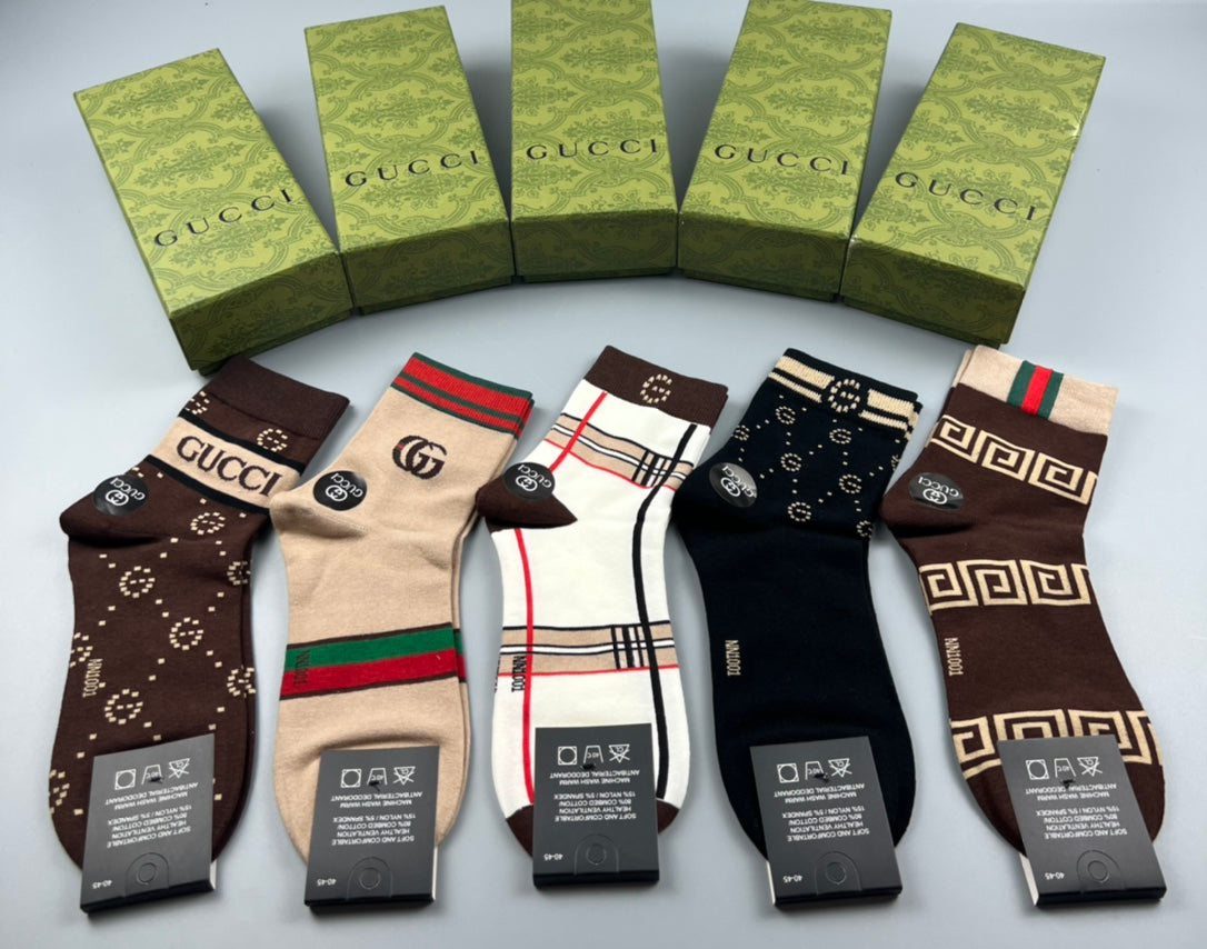 Gucci Cotton Crew Socks - 5-Pair Pack