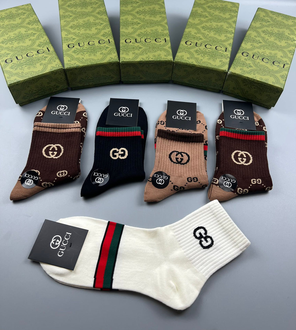 Gucci Cotton Crew Socks - 5-Pair Pack