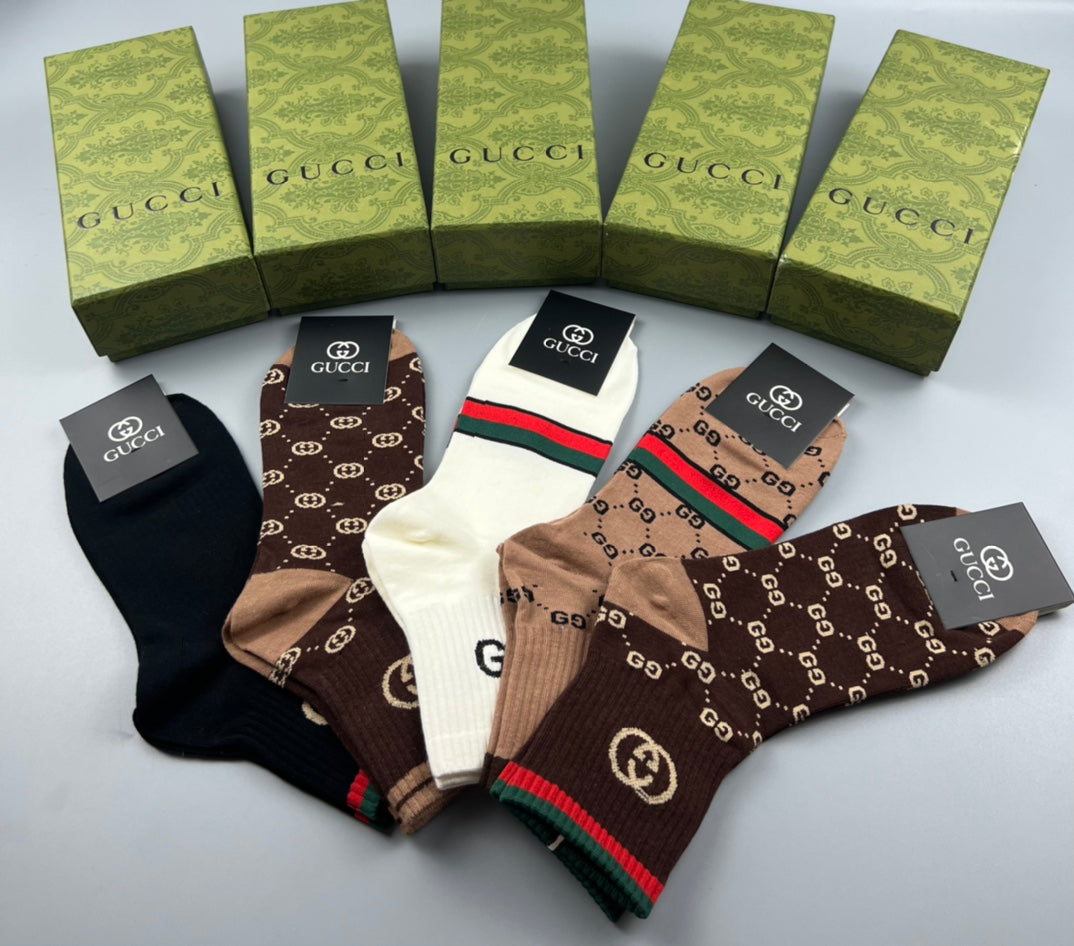 Gucci Cotton Crew Socks - 5-Pair Pack