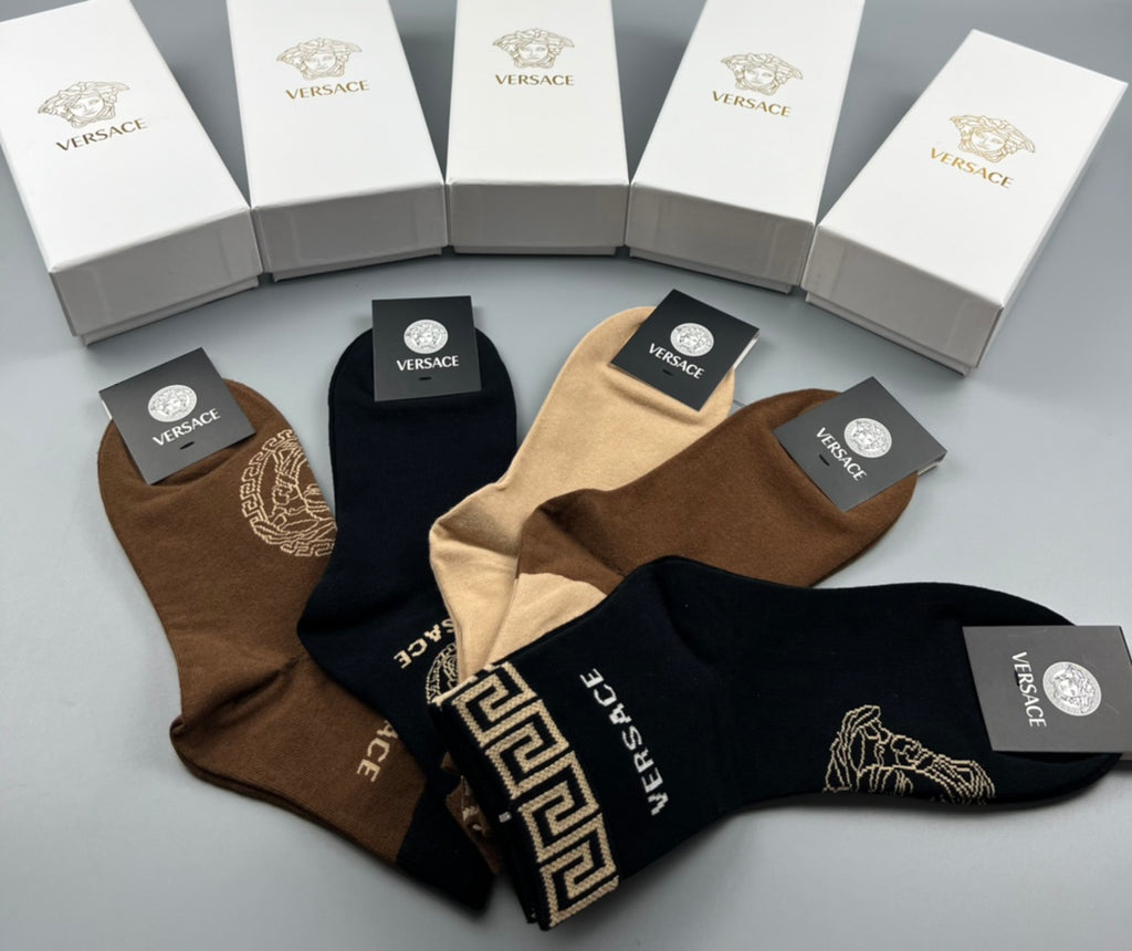 Versace Cotton Crew Socks - 5-Pair Pack