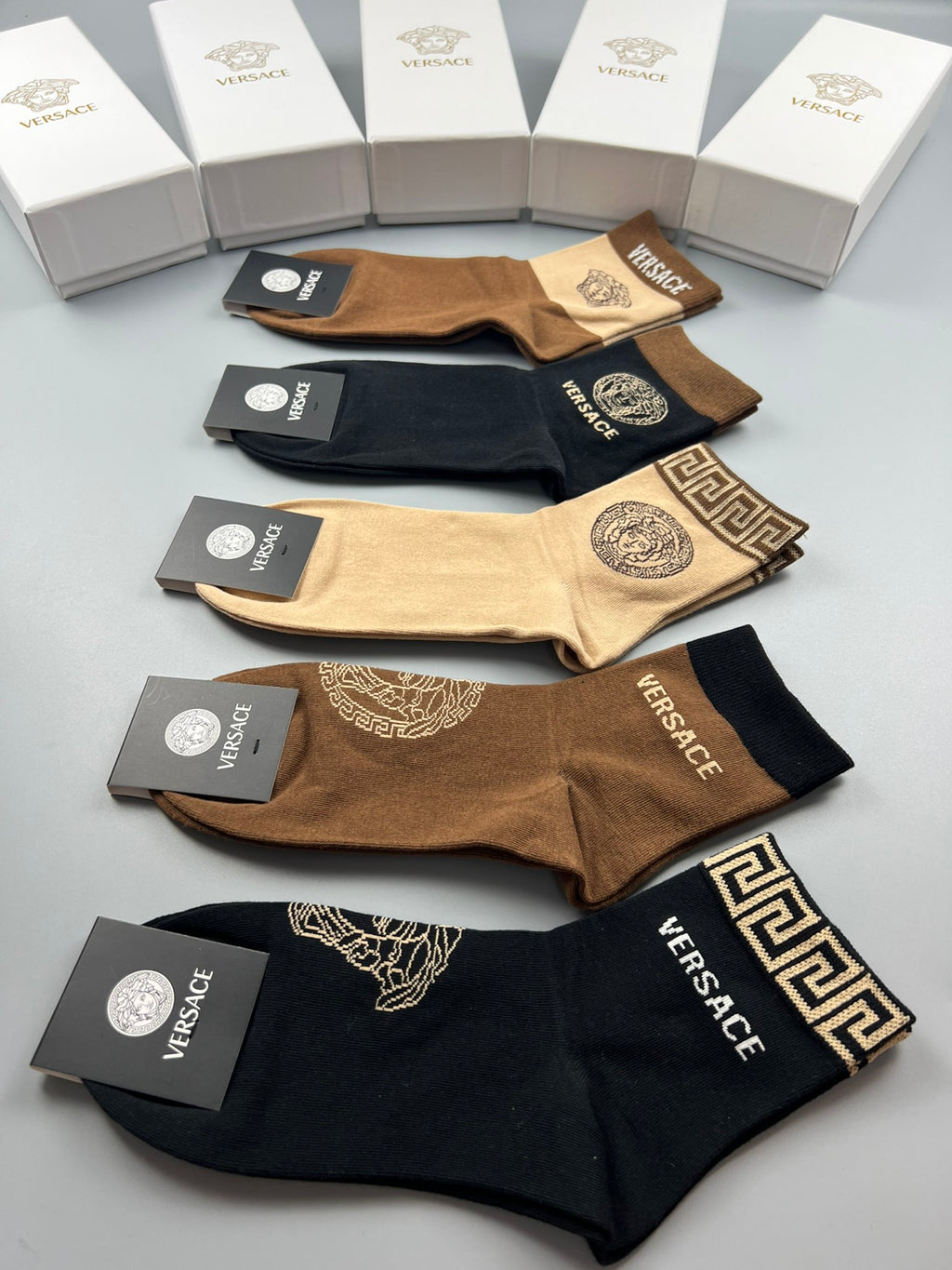 Versace Cotton Crew Socks - 5-Pair Pack