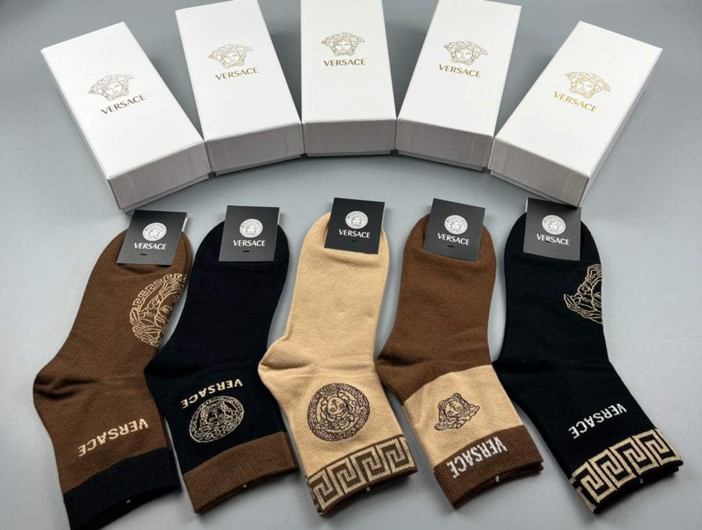Versace Cotton Crew Socks - 5-Pair Pack