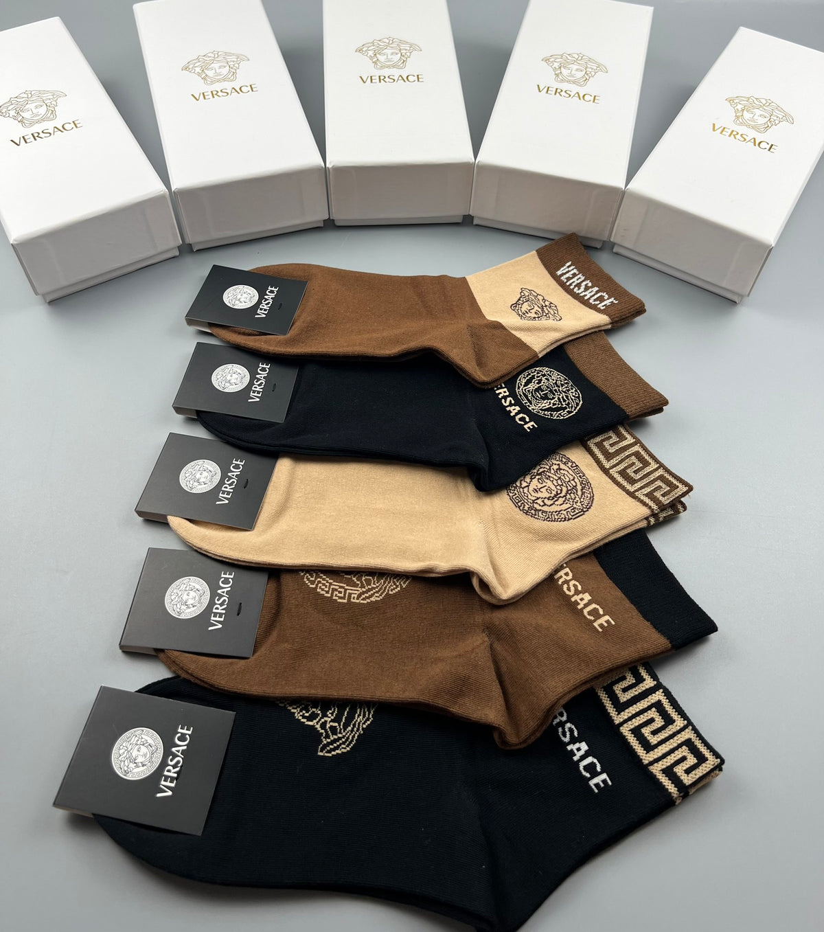 Versace Cotton Crew Socks - 5-Pair Pack