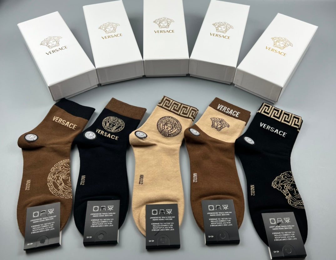 Versace Cotton Crew Socks - 5-Pair Pack