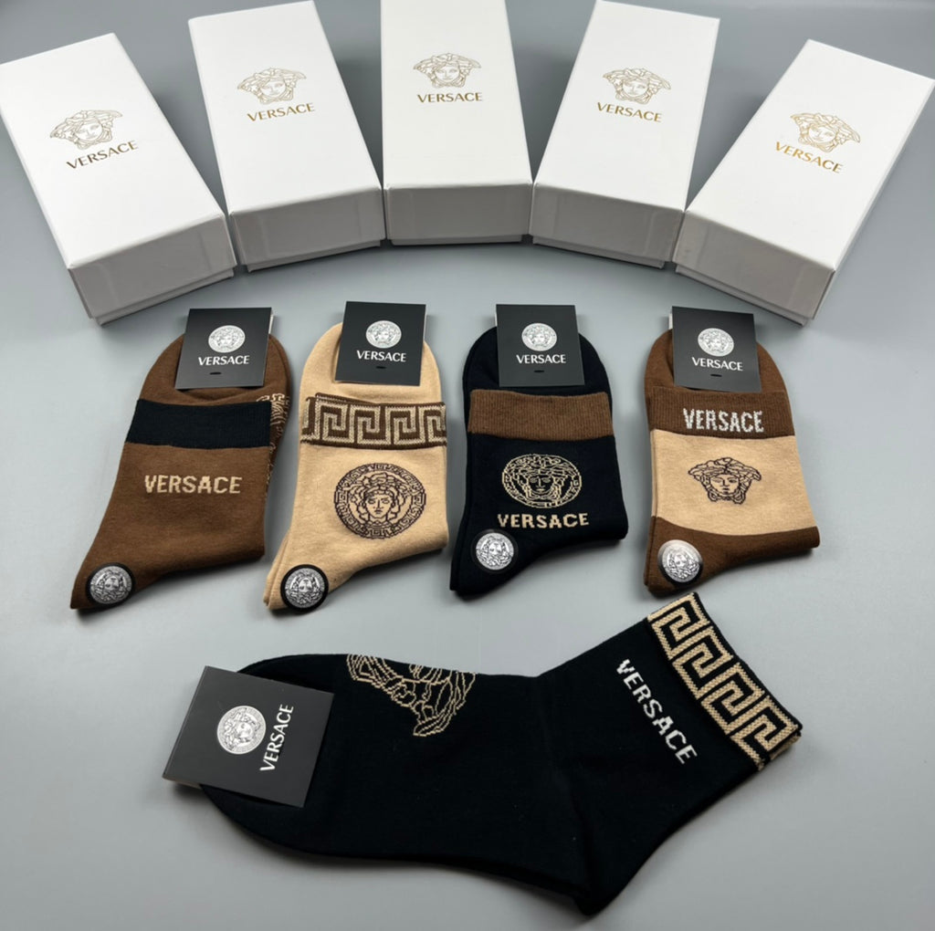 Versace Cotton Crew Socks - 5-Pair Pack