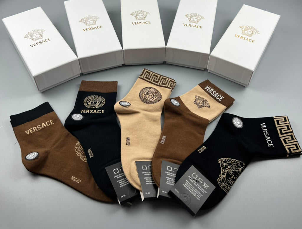 Versace Cotton Crew Socks - 5-Pair Pack