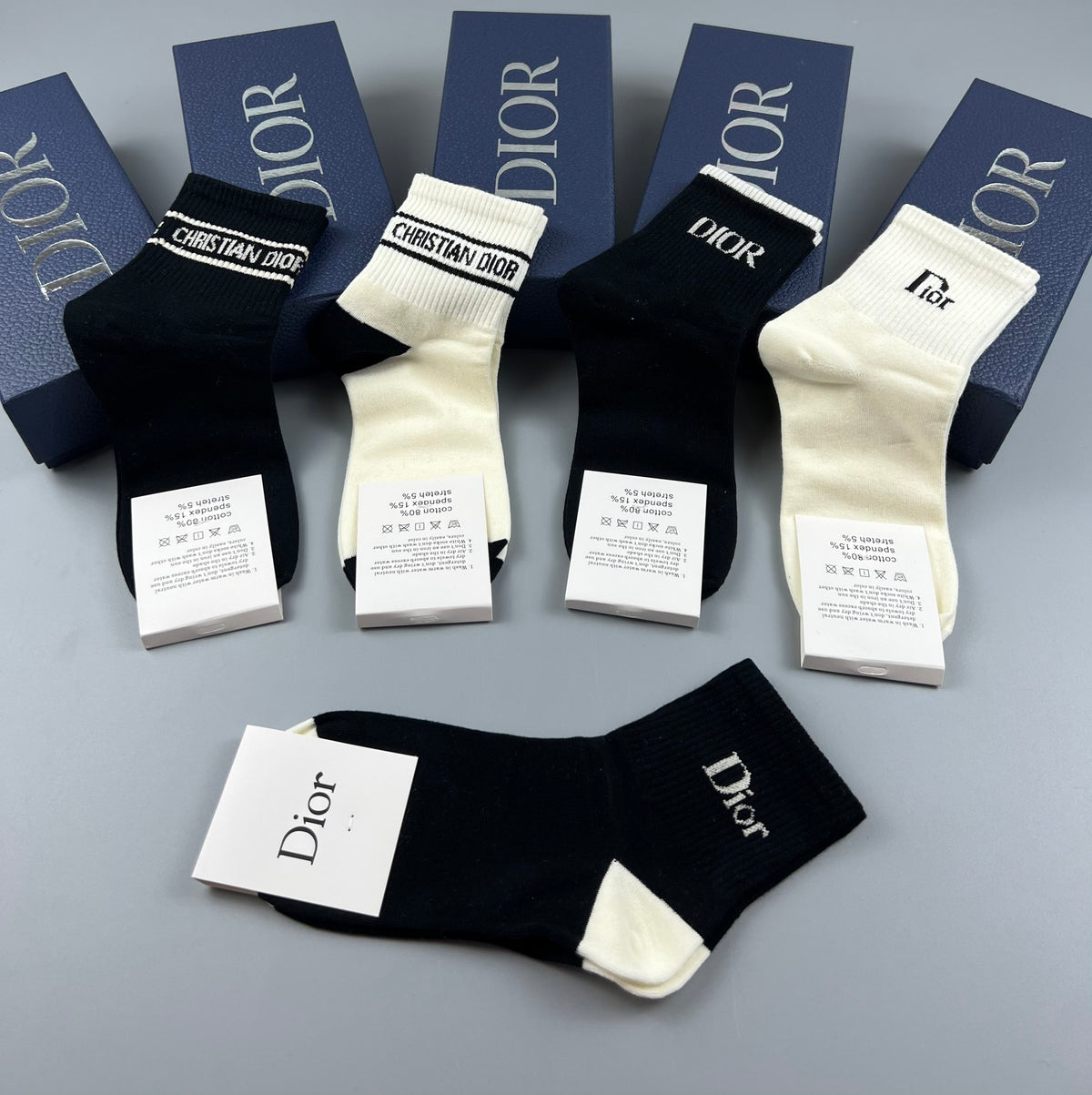 Dior Cotton Crew Socks - 5-Pair Pack