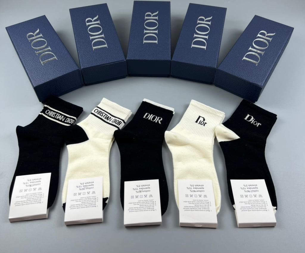 Dior Cotton Crew Socks - 5-Pair Pack