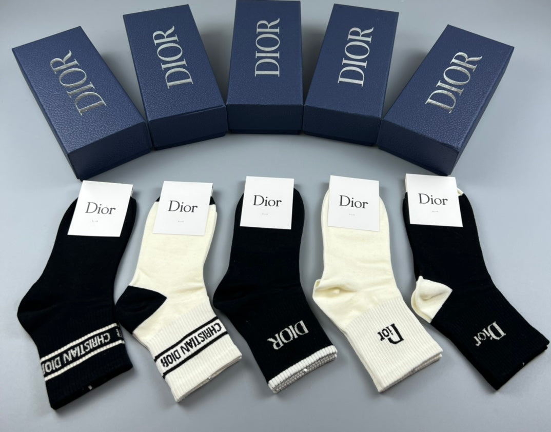 Dior Cotton Crew Socks - 5-Pair Pack