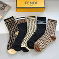 Fendi Monogram Crew Socks - 5-Pair Box