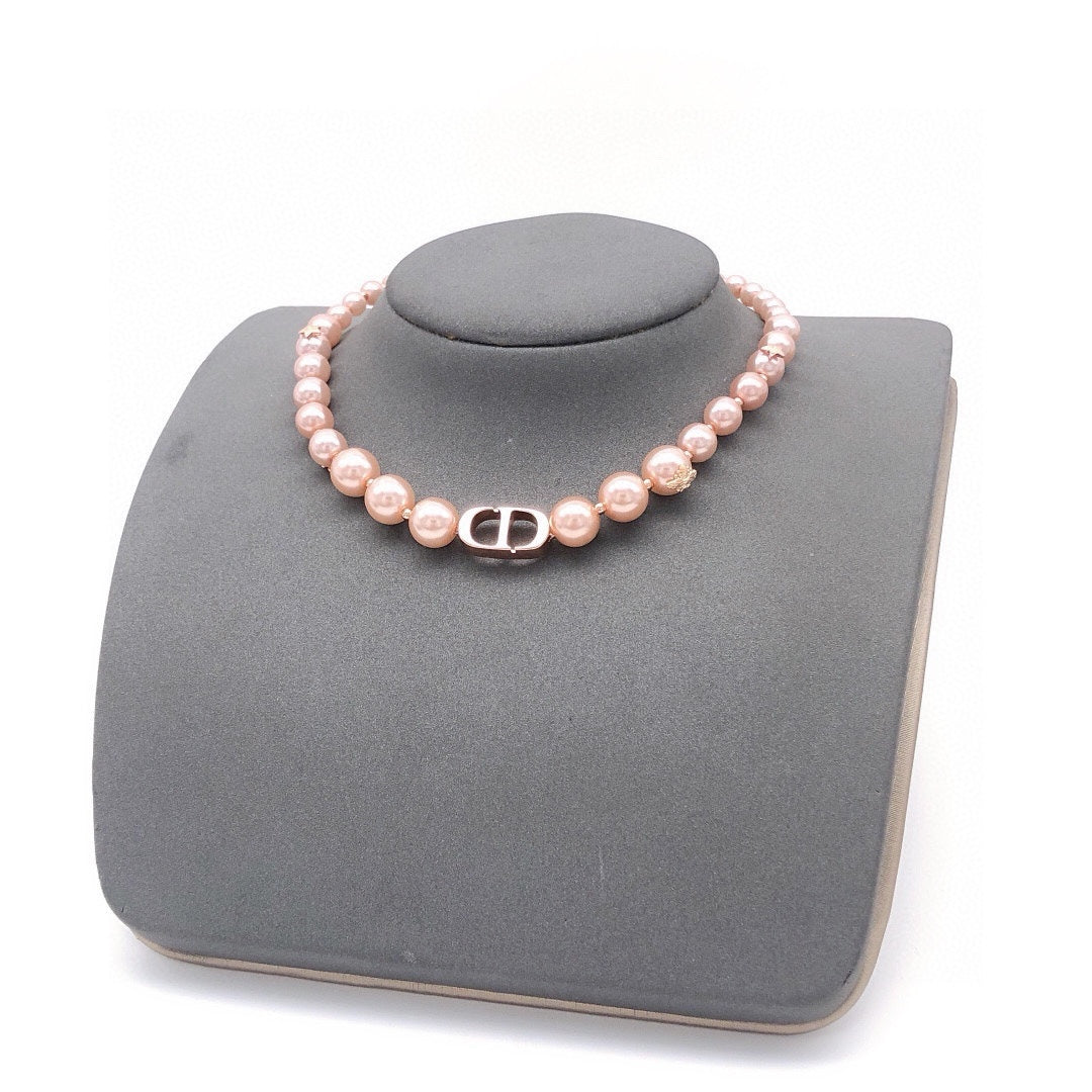 Pearl-Style Motif Pendant Necklace in Rose-Gold-Tone with Pearl-Style Detail – Design 001 close-up detail