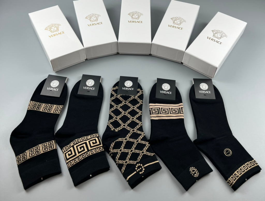 Versace Cotton Crew Socks - 5-Pair Pack