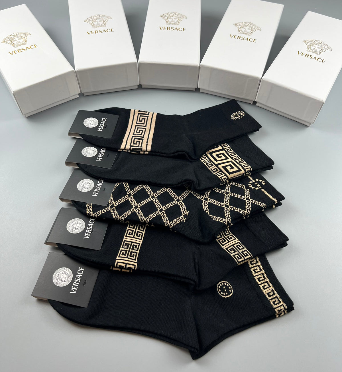 Versace Cotton Crew Socks - 5-Pair Pack