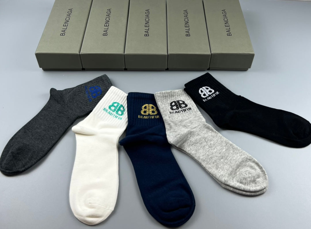 Balenciaga Crew Socks - 5-Pair Pack