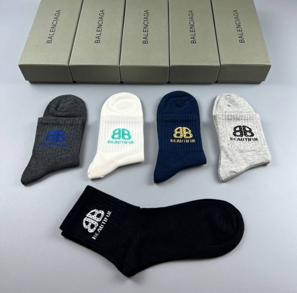 Balenciaga Crew Socks - 5-Pair Pack
