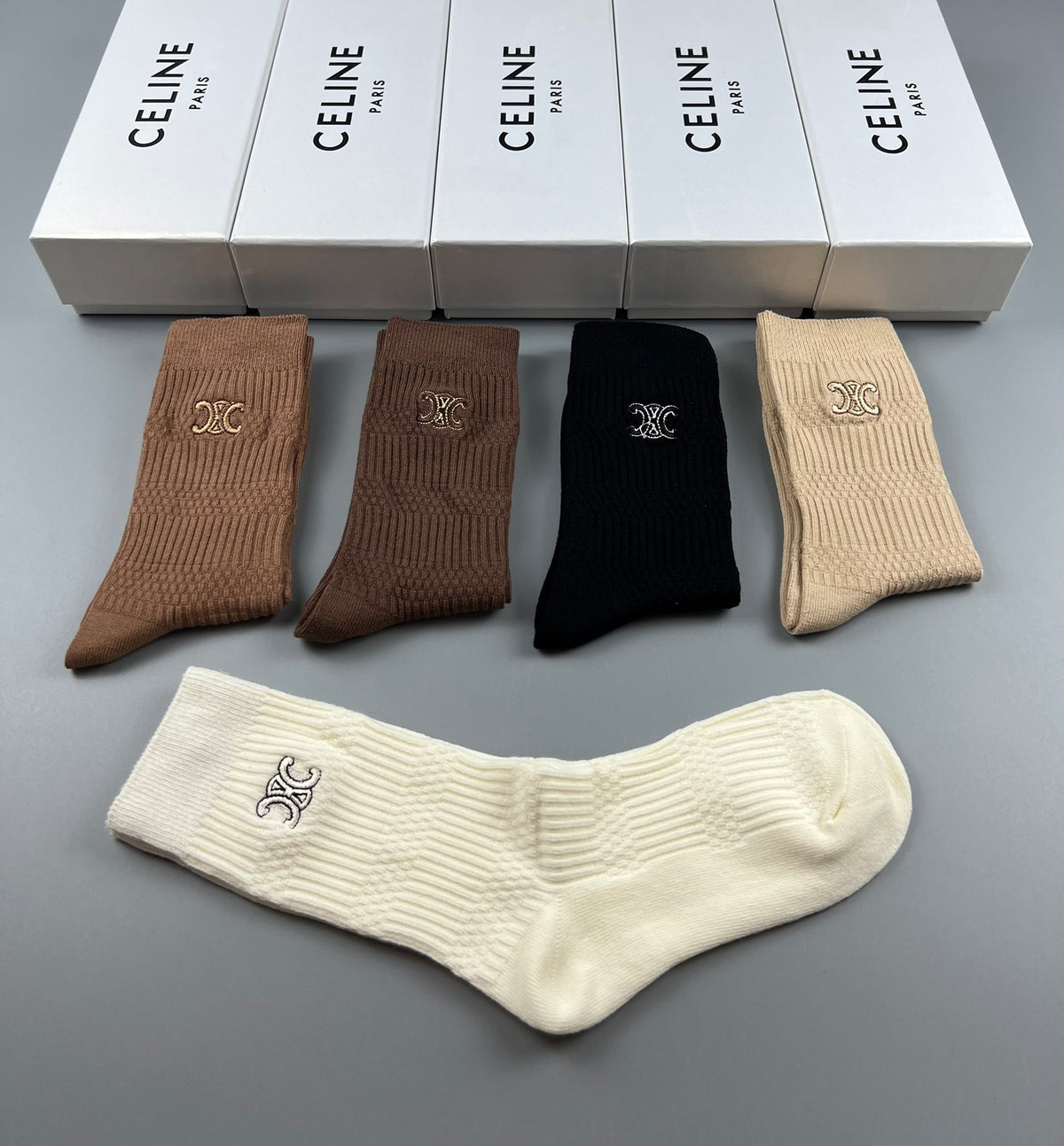 Celine Cotton Short Socks - 5-Pair Pack
