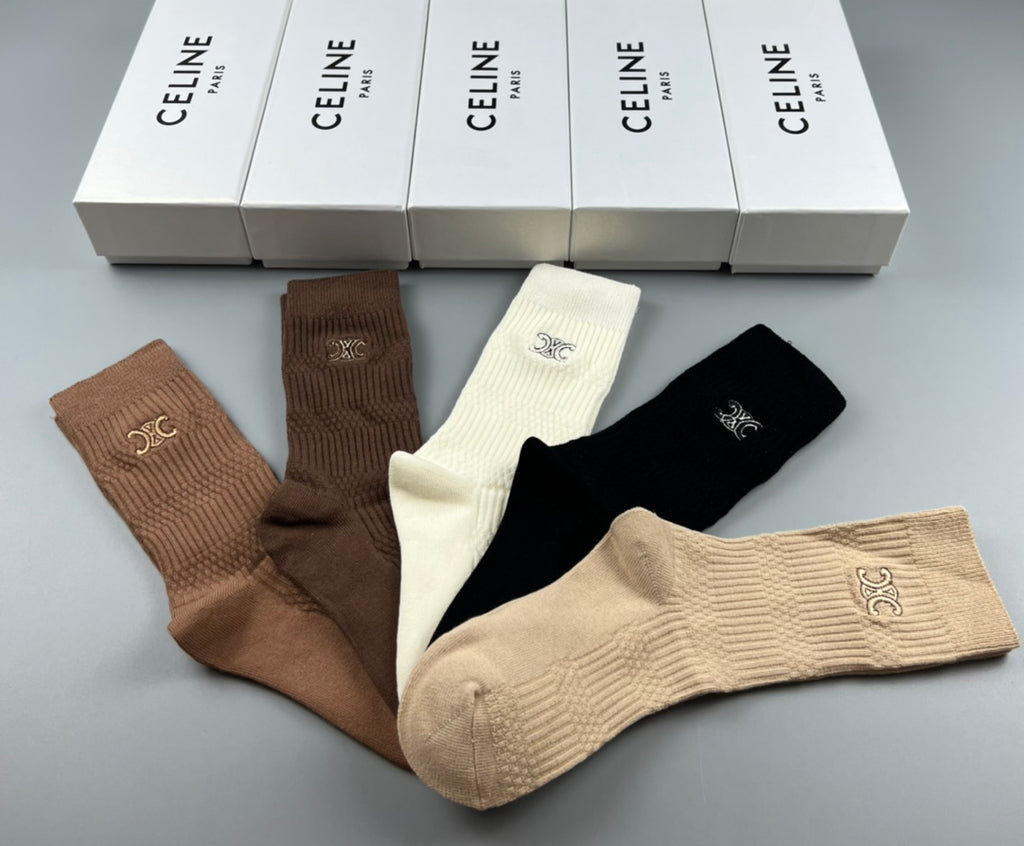 Celine Cotton Short Socks - 5-Pair Pack