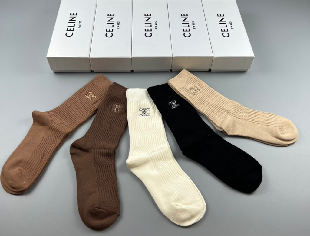 Celine Cotton Short Socks - 5-Pair Pack
