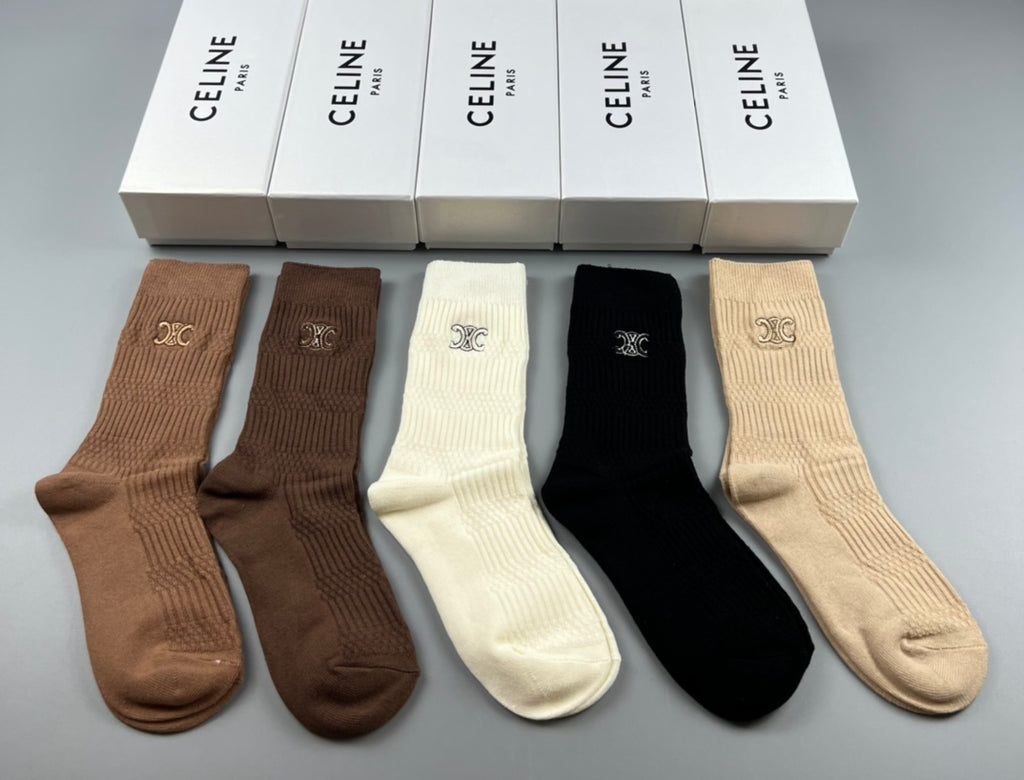 Celine Cotton Short Socks - 5-Pair Pack