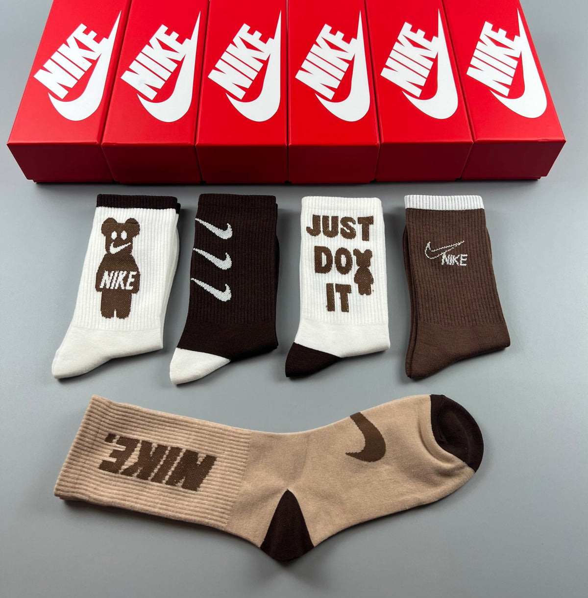 Nike Earth-Tone Graphic Crew Socks - Assorted Set