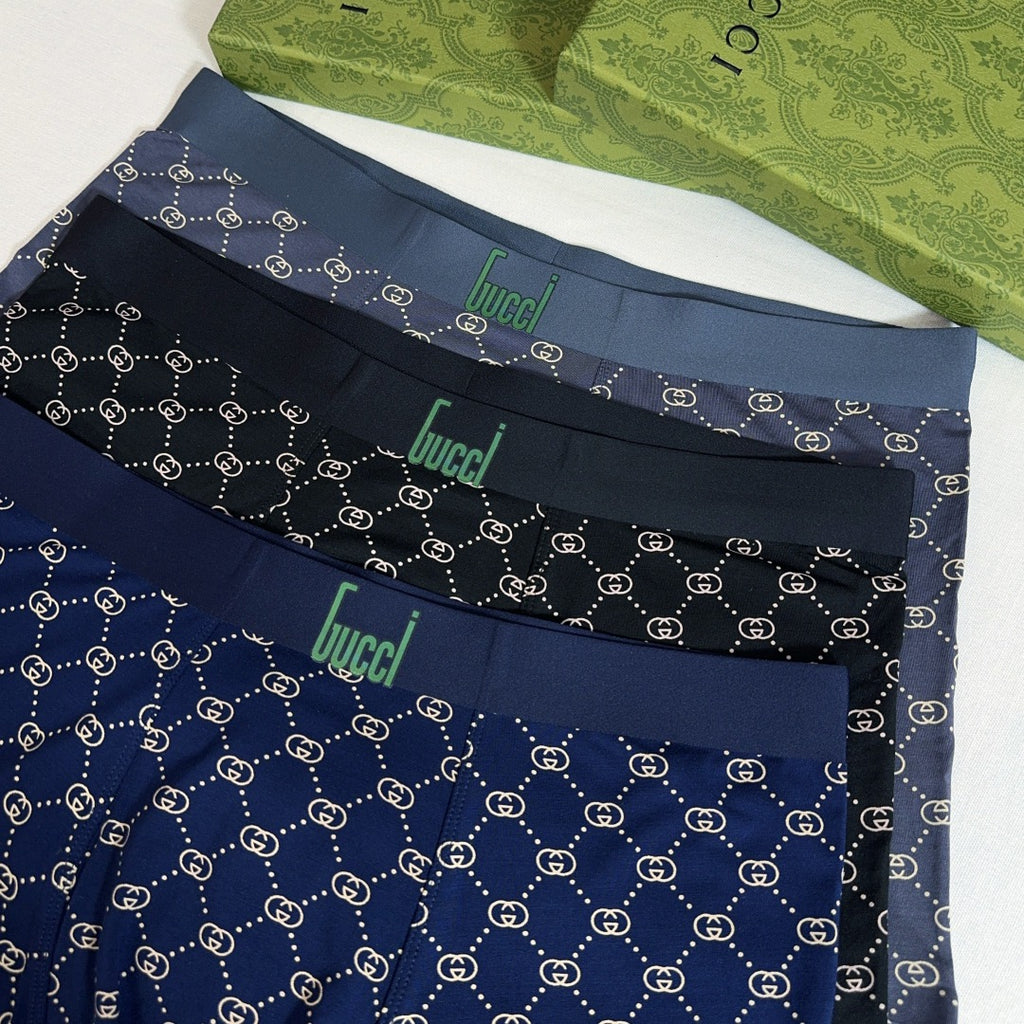 Gucci Repeating Monogram-Style Patterns Men's Boxer Briefs - 3-Piece Box