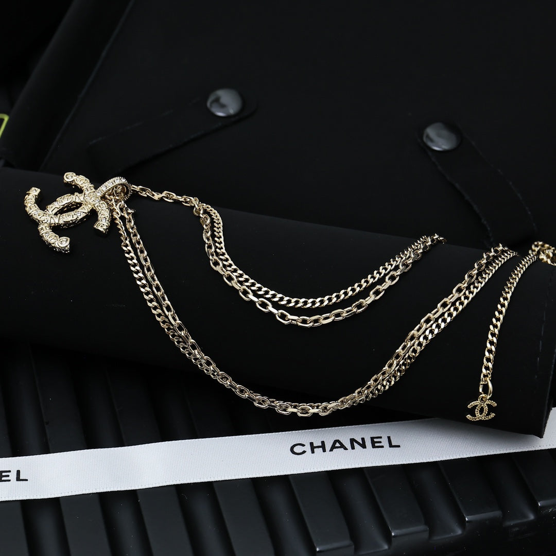 Signature Emblem Pendant Necklace in Polished Metal-Tone – Design 074 side detail