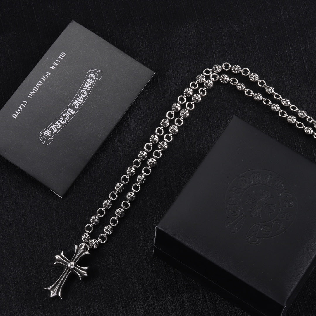 Gothic Emblem Pendant Necklace in Metal-Tone – Design 51 side detail