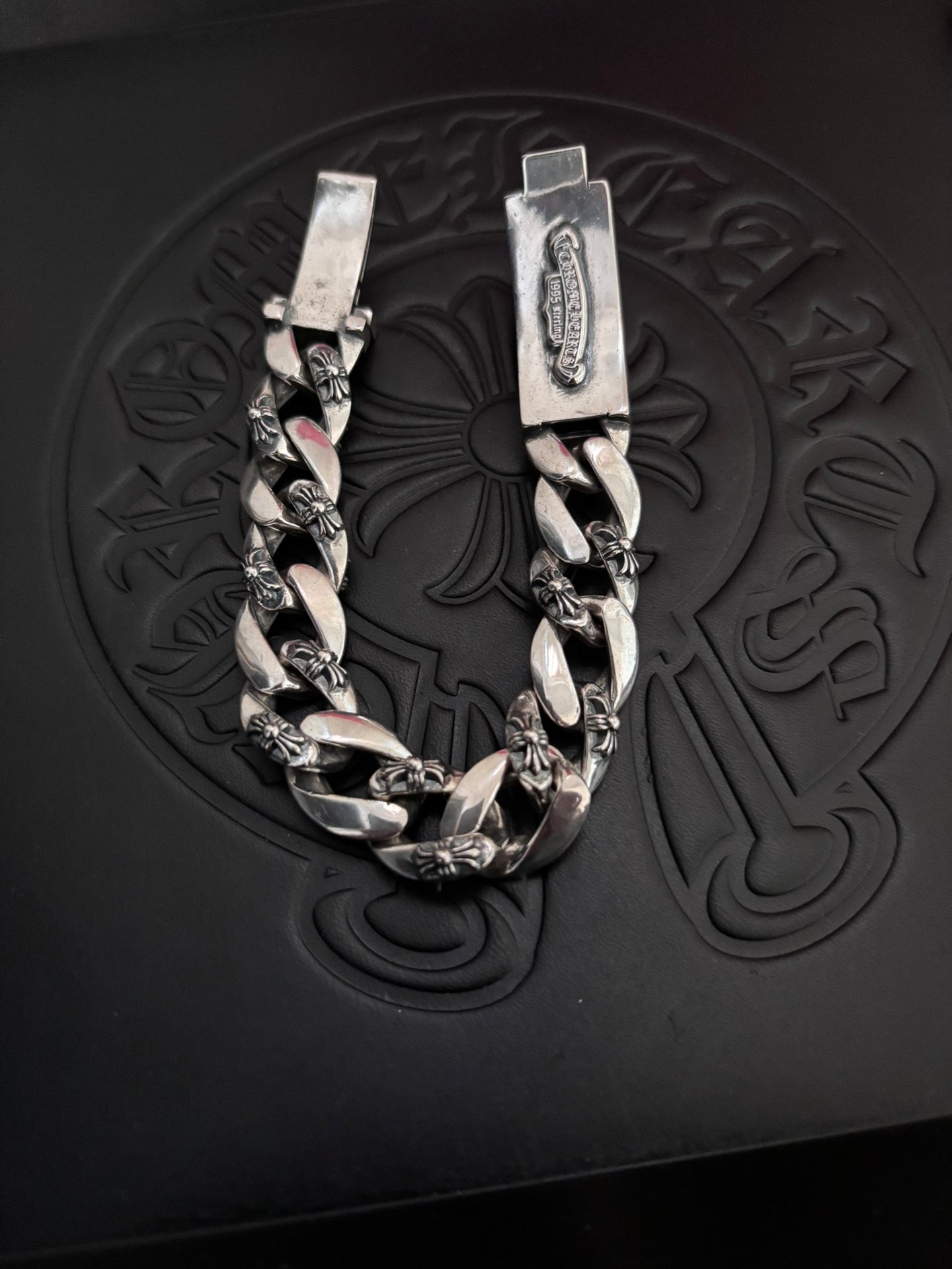 Gothic Emblem Statement Bracelet in Metal-Tone – Design 12 close-up detail