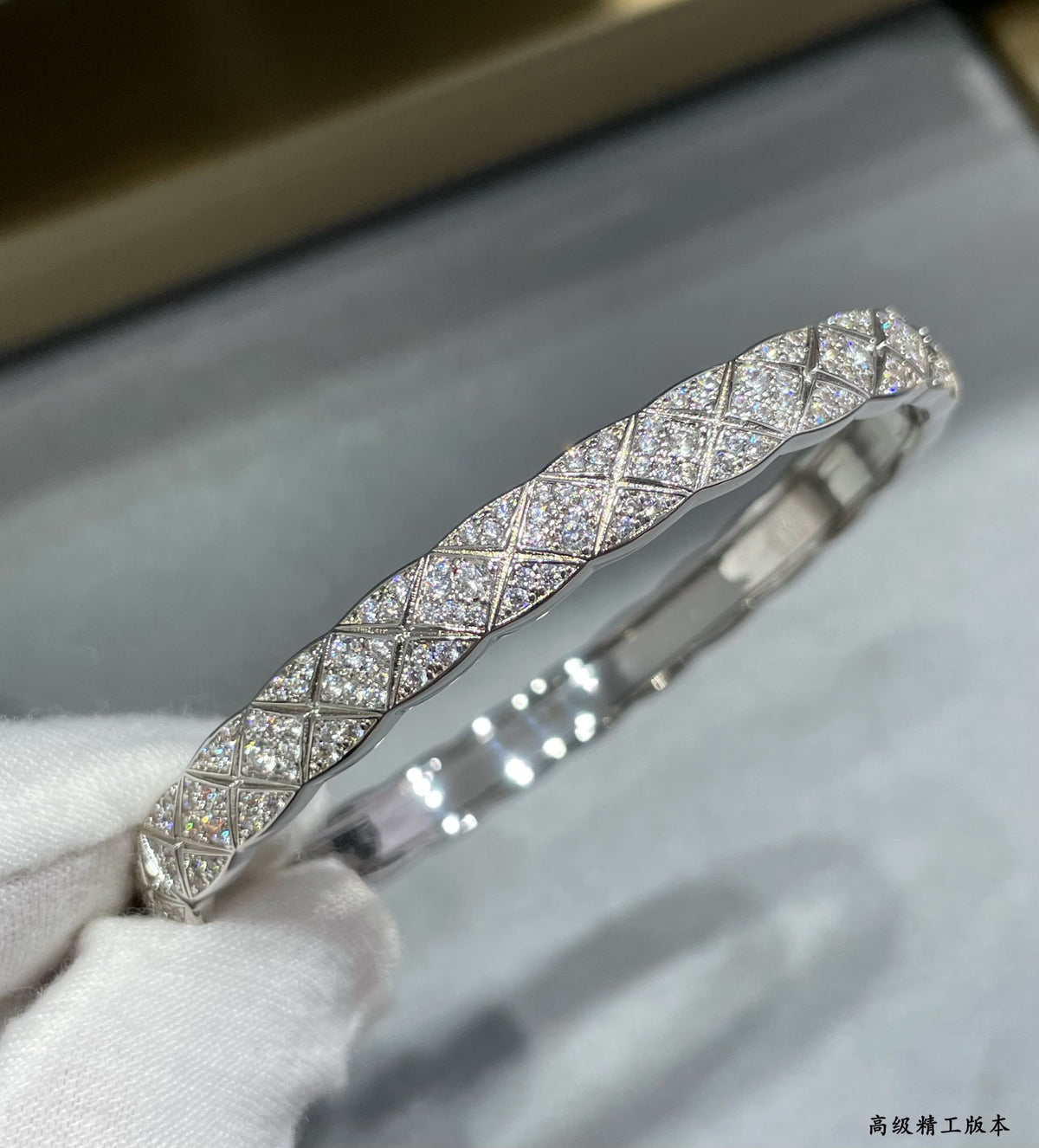 Signature Emblem Bangle in Polished Metal-Tone – Design 032 close-up detail
