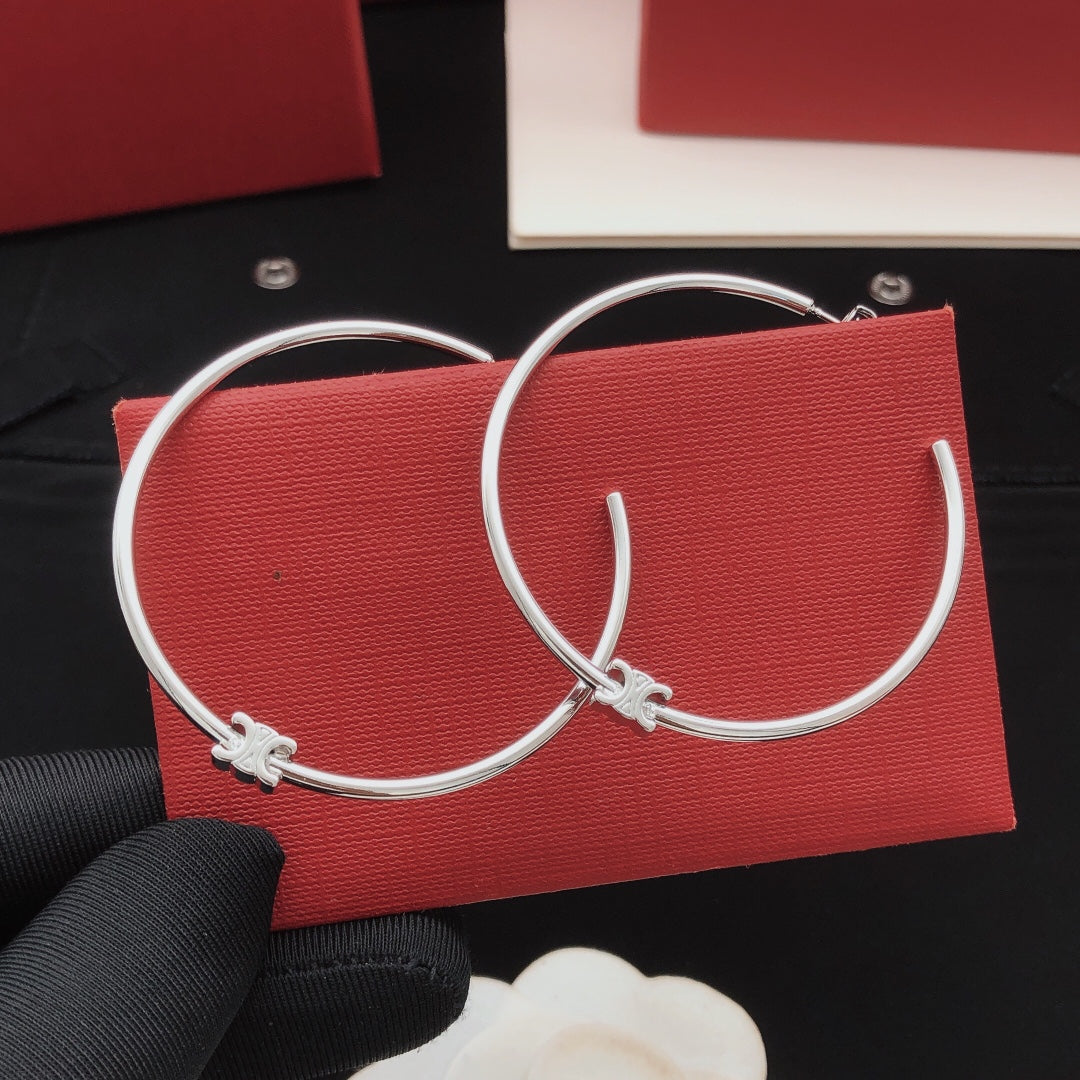 Round Statement Earrings in Gold-Tone front view