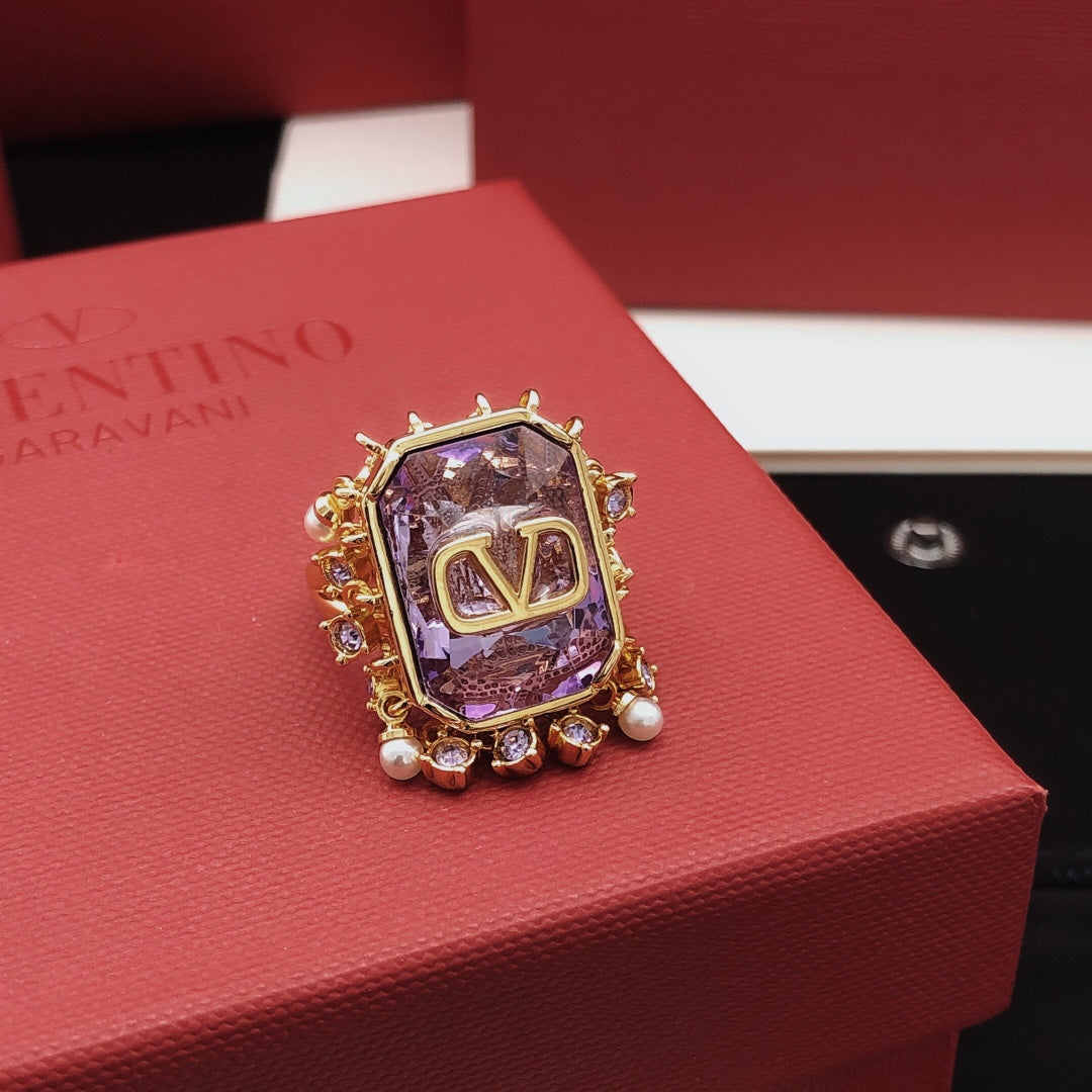 Signature Emblem Square Crystal-Accent Ring side detail