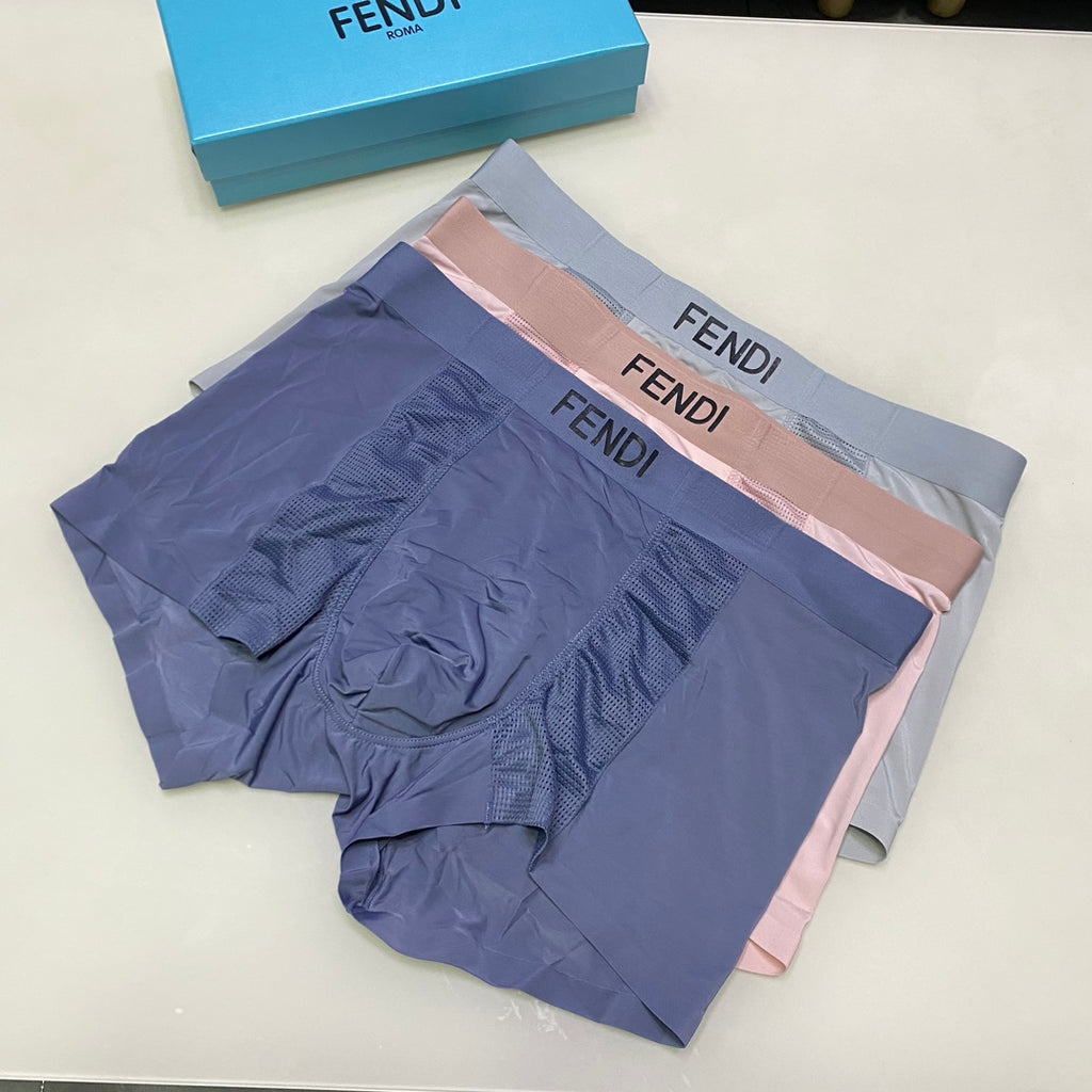 Fendi Logo Waistbands Men's Boxer Briefs - 3-Piece Box