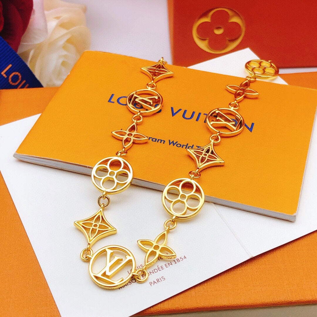 Geometric Emblem Pendant Necklace in Gold-Tone – Design 050 main product view