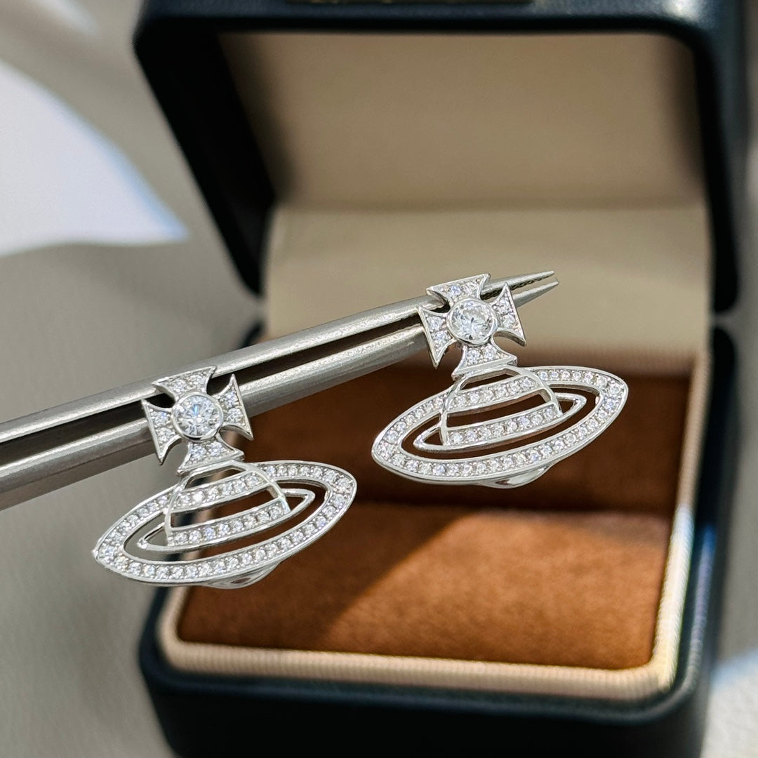 Orb Stud Earrings in Silver-Tone side detail
