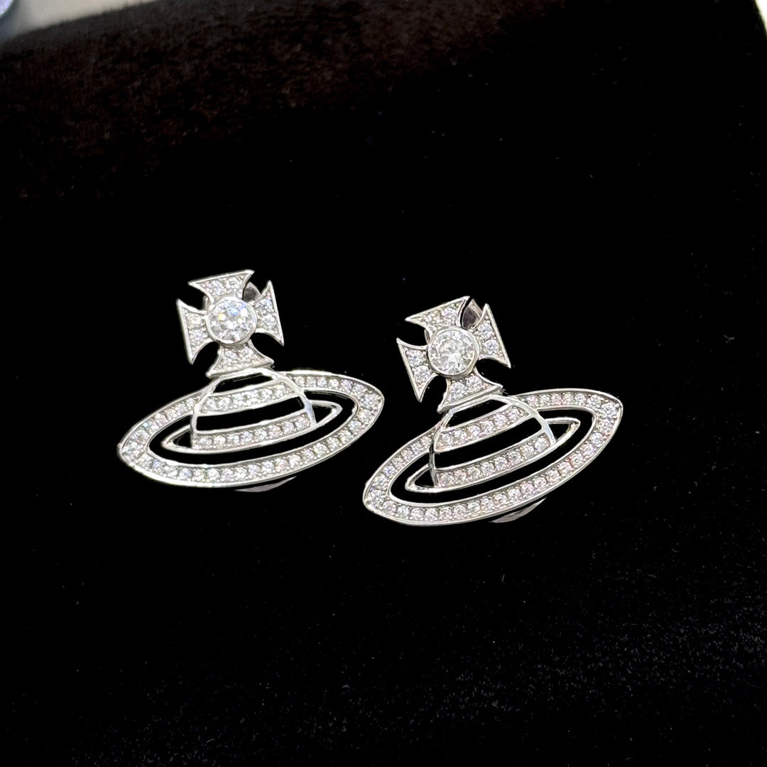 Orb Stud Earrings in Silver-Tone front product view