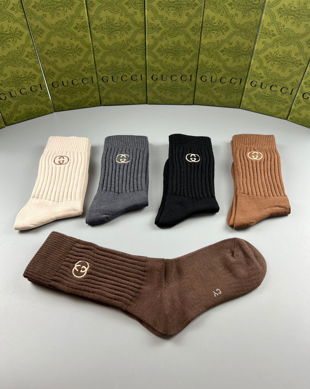 Gucci Ribbed Motif Crew Socks - Assorted Set
