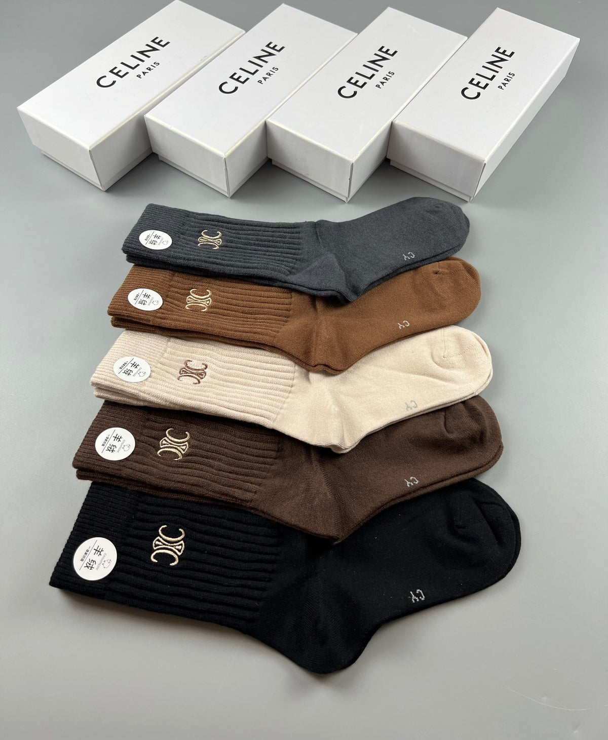 Celine Cotton Short Socks - 5-Pair Pack