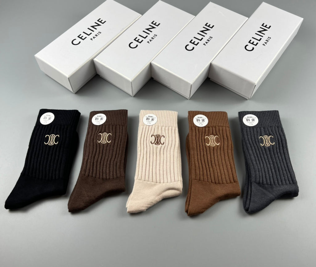 Celine Cotton Short Socks - 5-Pair Pack