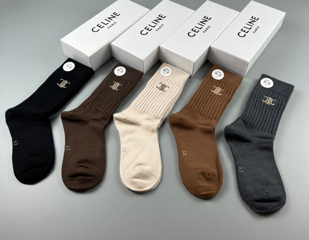 Celine Cotton Short Socks - 5-Pair Pack