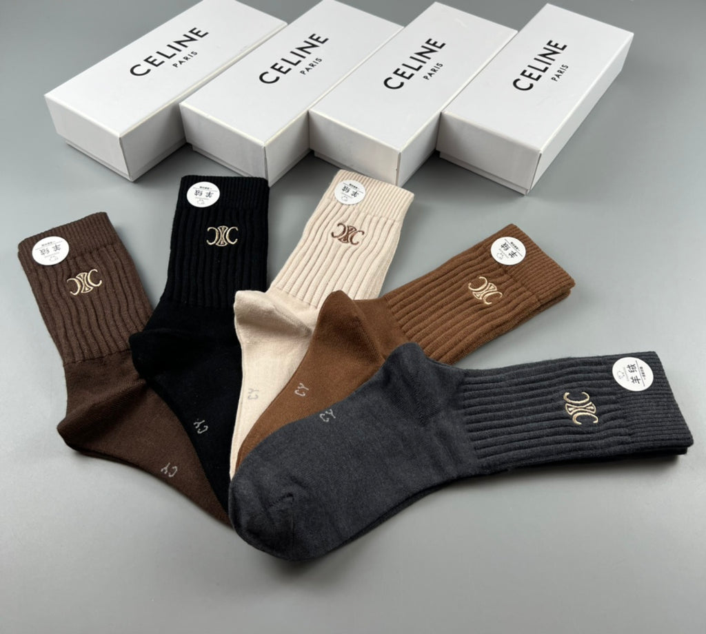 Celine Cotton Short Socks - 5-Pair Pack