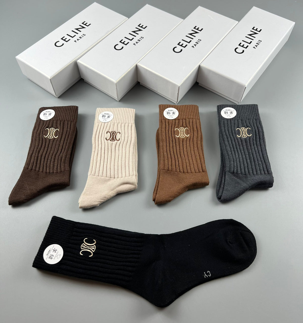 Celine Cotton Short Socks - 5-Pair Pack