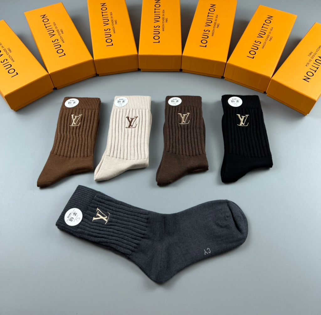 Louis Vuitton Small Initial Details Crew Socks - 5-Pair Set